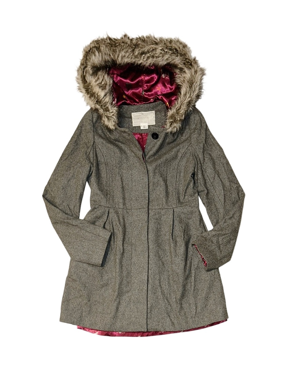 Cooperative Urban Outfitters Hooded Wool-Blend Trench Coat w/ Faux Fur Trim